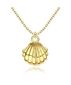 Shiny Shell Designed Gold Plated Silver Necklace SPE-3686-GP